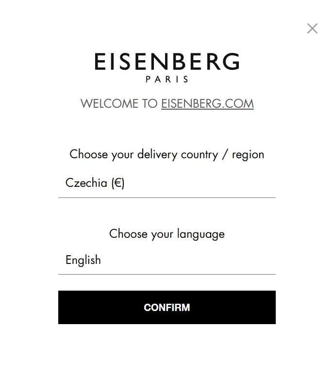 Eisenberg.com - výběr země a jazyka